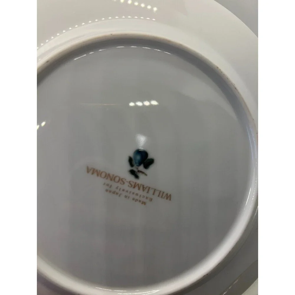 WILLIAMS SONOMA plates Pear Salad Accent Green Gold Rim 8 1/4